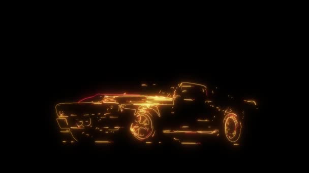 ヴィンテージスポーツカービデオレーザーアニメーション — ストック動画