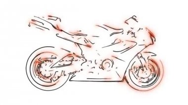 Motosiklet sürekli tek satır çizim kendi kendine çizim animasyon