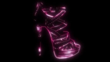 Topuklu kadın ayakkabıları neon ışıklı kırmızı parlıyor.