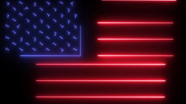 Waving American Flag Background laser animation — Stock video