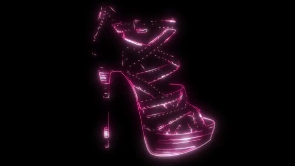 chaussures pour femmes avec des talons qui brillent rouge avec lumière au néon 