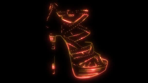 Damenschuhe mit Absätzen, die mit Neonlicht rot leuchten — Stockvideo