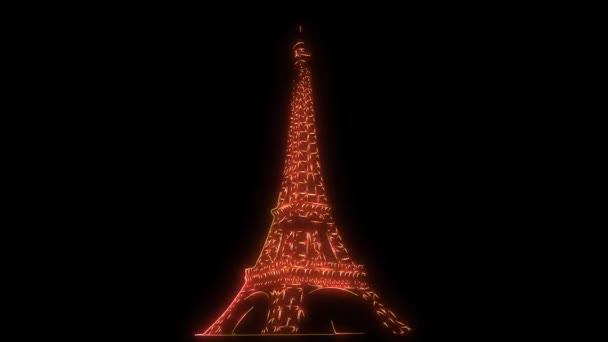 Υλικό από φωτισμένο πύργο του Άιφελ στο Παρίσι, Γαλλία την νύχτα. — Αρχείο Βίντεο