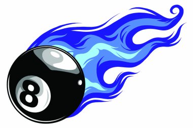 Flaming Billiards Eight Ball Vector Cartoon burning with Fire Flames vector