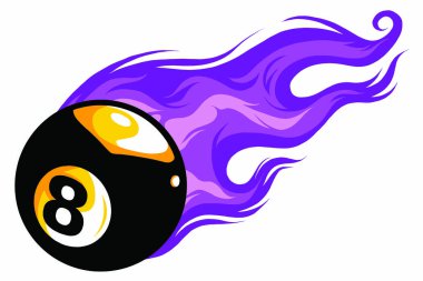 Flaming Billiards Eight Ball Vector Cartoon burning with Fire Flames vector