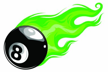 Eight ball with Flames vector illustartion art vector
