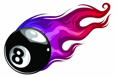 Alev vektör çizim sanatıyla sekiz top