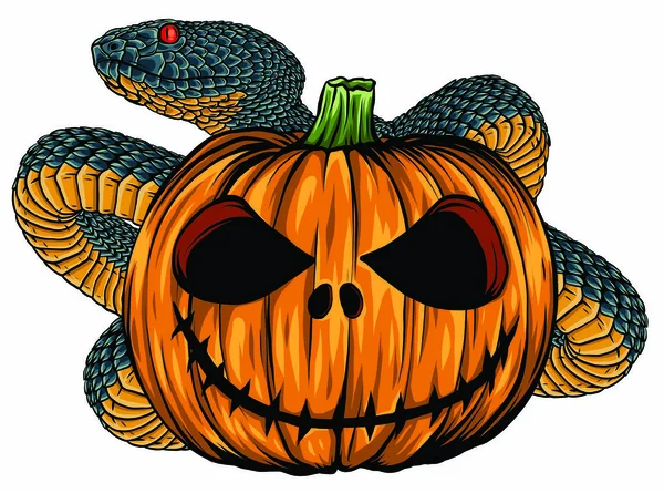 Scary funny Halloween icons snake pumpkins vector — Stock Vector