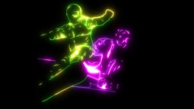 Zıplayan snowboardçu ve gökyüzü canlandırma lazeri