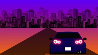 Geçmişe dönük 80 'lerin tarzı bilim-kurgu araba arka planı.