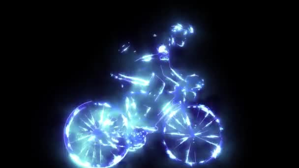 Silhouette eines Radfahrers männliche digitale Animation — Stockvideo