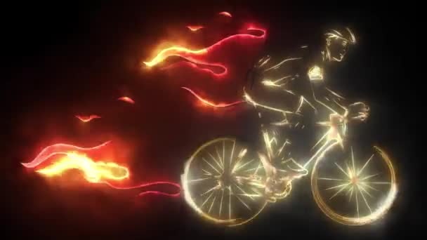 サイクリスト男性ビデオアニメーションのシルエット — ストック動画