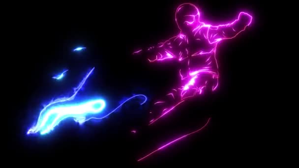 Passionate Flaming Snowboarding Athlete Extreme Pose animation — Stock Video