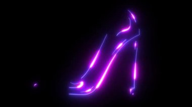 Yüksek Topuk Ayakkabı, Alışveriş Kavramı ile Vintage Glow Signboard. lazer animasyon