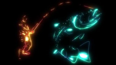 Balıkçı balık avlıyor lazer animasyonu