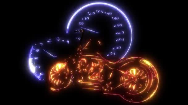 Silhouette motociclista. Moto da corsa su strada animazione laser — Video Stock