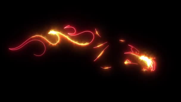 Abstraktní ohnivá digitální animace draka — Stock video