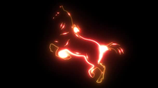 Silhouette of a running horse animation — Stock Video