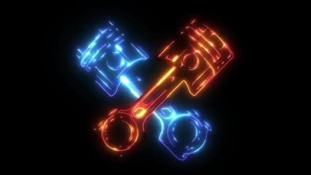 Two crossed Pistons digital animation — Stock Video