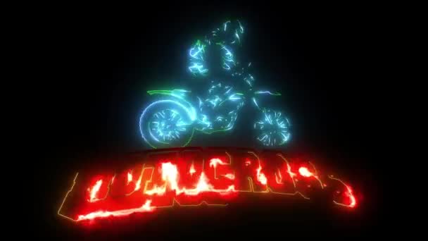Motocross rider ride the motocross bike laser animation — ストック動画