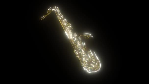 Silueta de saxofón. Icono del instrumento musical — Vídeo de stock