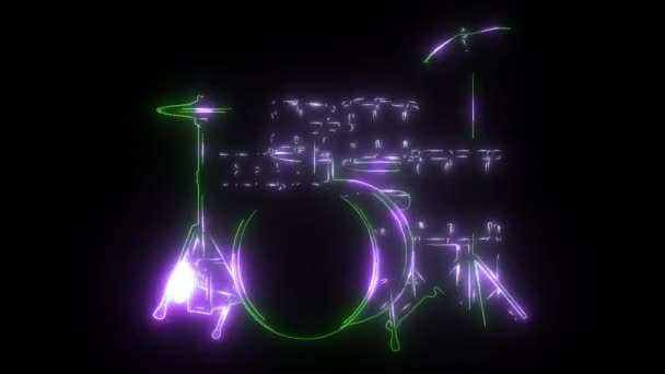 Drum kit digitale laser animatie — Stockvideo