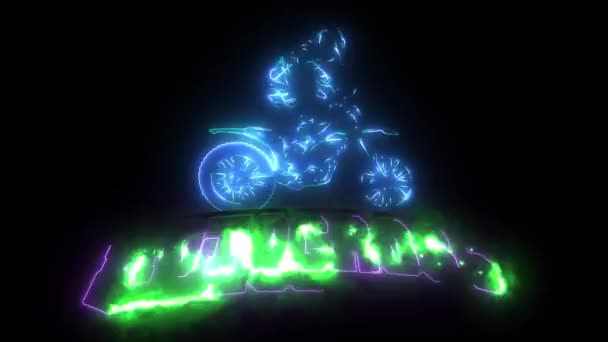 Motocross rider montar la animación láser moto de motocross — Vídeos de Stock