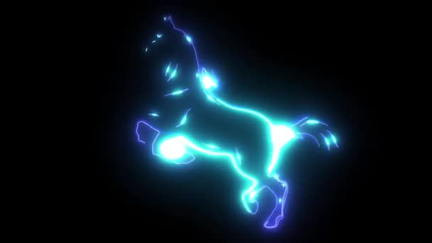 Silhouette of a running horse animation — ストック動画