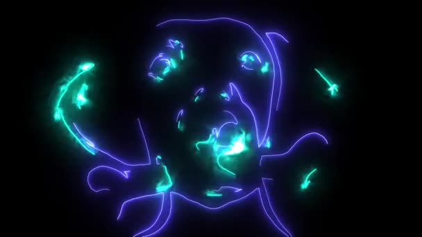 Лазерная анимация головы собаки — стоковое видео