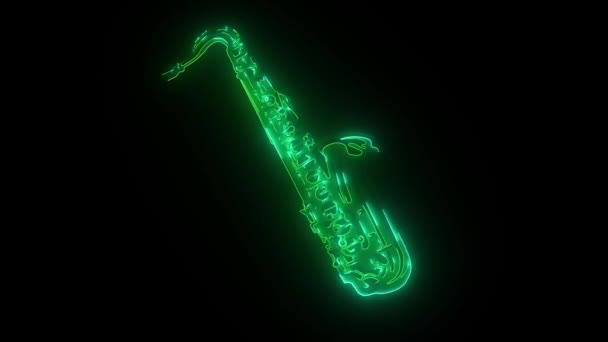 Silhouette of saxophone. Music instrument icon — ストック動画