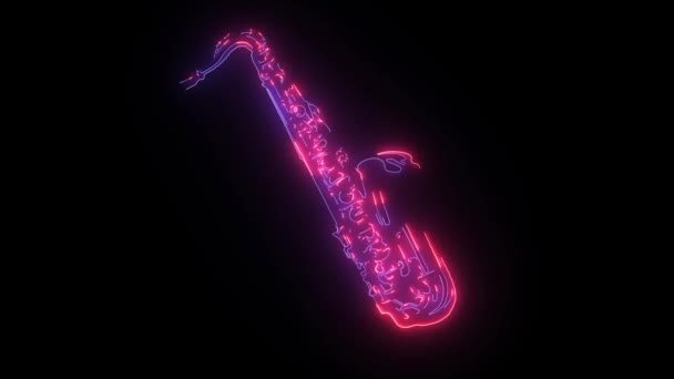 Silhouet van saxofoon. Muziekinstrument icoon — Stockvideo
