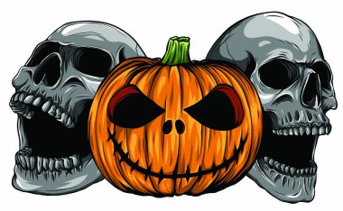 Cadılar Bayramı Canavarları kafatası pupalarının izolasyon vektörü görüntüsü