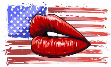 Kırmızı dudaklı seksi kadın çizgi film kahramanı.