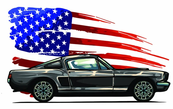 Diseño gráfico vectorial ilustración de un coche músculo americano — Vector de stock