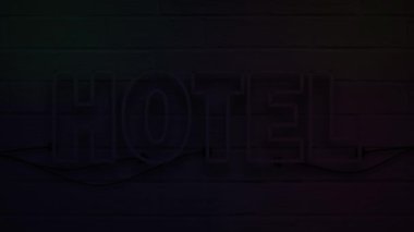 dekorasyon ve duvar arkası için gerçekçi neon yazıIı otel.