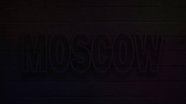 Gerçekçi neon yazısıyla dekorasyon ve duvar arkası için Moskova.