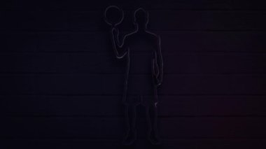 dekorasyon ve duvar kaplaması için gerçekçi neon sepet oynatıcı.