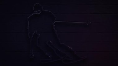 dekorasyon ve duvar kaplaması için gerçekçi neon kayakçı.