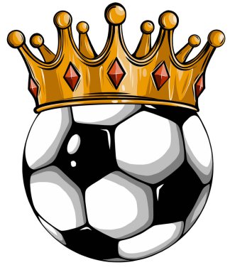 Beyazda izole edilmiş bir futbol topunda altın taç