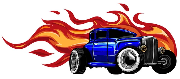 Coche de la vendimia, garaje de la barra caliente, coche hotrods, coche de la vieja escuela. vector — Vector de stock