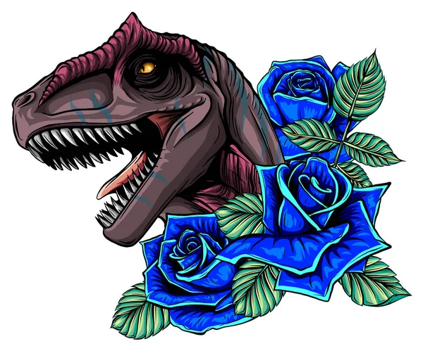 Dinosaurus allosaurus head art vector illustration design — 스톡 벡터