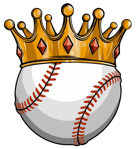 Rey del concepto de béisbol, una pelota de béisbol con un vector de corona de oro — Archivo Imágenes Vectoriales