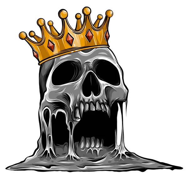 Vector illustration with skull in crown isolated on white background — Stock Vector