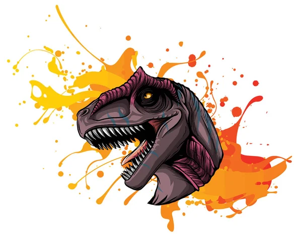 Illustration vectorielle d'un dinosaure T Rex, Tyrannosaurus Rex déchirant un mur — Image vectorielle