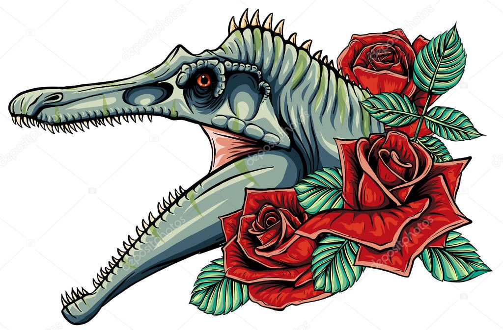 dinosaurus Spinosaurus head art vector illustration design