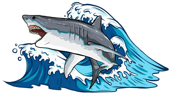 Ilustración vectorial de dibujos animados de diseño de tiburones blancos — Vector de stock