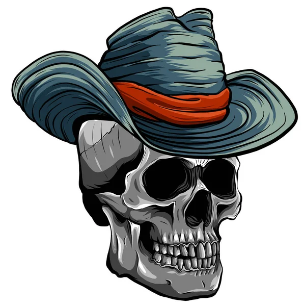 Векторна ілюстрація черепа ковбоя з капелюхом — стоковий вектор