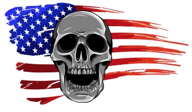 Kurukafa ve Amerika bayrağı. Vektör illüstrasyonu.