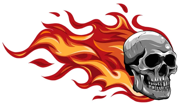 Totenkopf in Flammen mit Flammen Vektor Illustration — Stockvektor