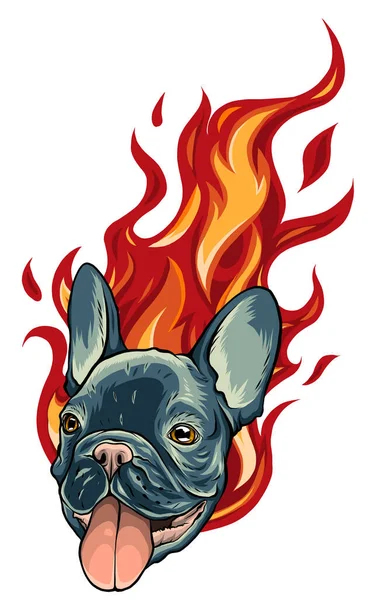 牛头犬在野兽模式下的火焰纹身 — 图库矢量图片